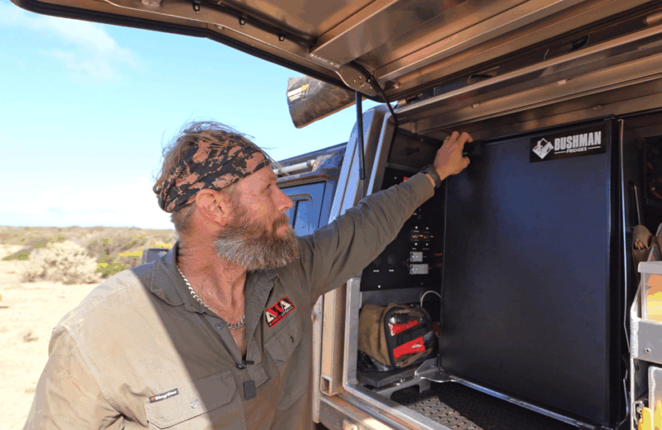 Ronny accessing the DC-130X in his 4WD canopy