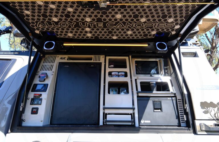 full canopy interior with all three fridges